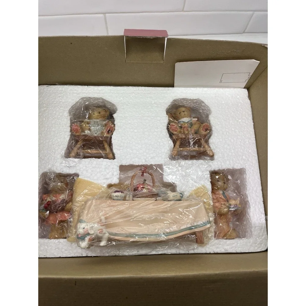 Cherished Teddies We Bear Thanks Thanksgiving Figurine Set in Box NWOT 1996 VTG